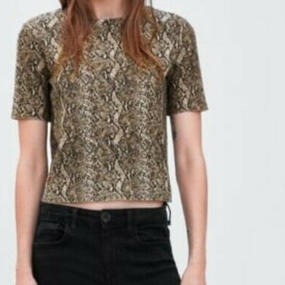 Zara Soft Touch Animal Print Crew Neck Short Sleev - Picture 1 of 5